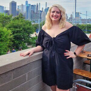 Eloquii Black Tie Bodice Romper | Size 18